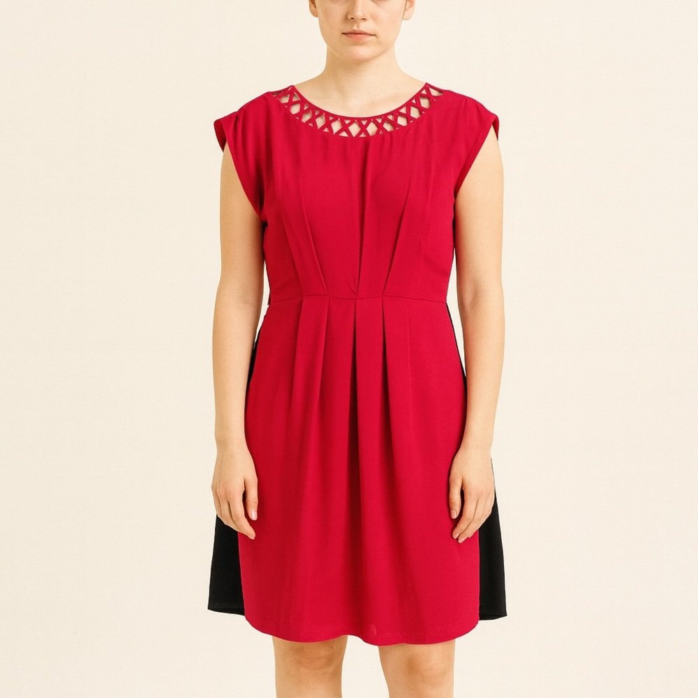 Red and Black Dress with Cutout Detail